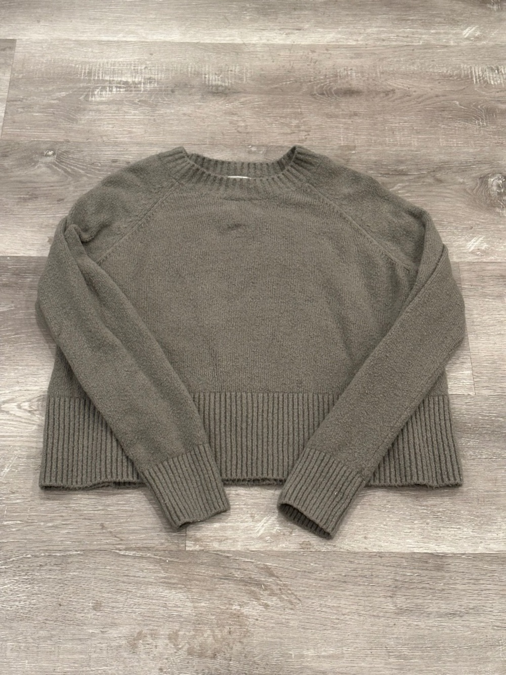 AYR Olive Crewneck Ribbed-Hem Sweater